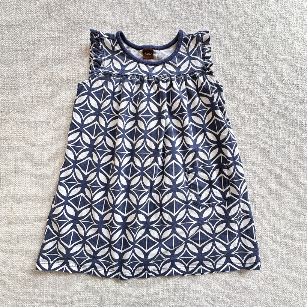 Tea Collection Navy & White Patterned Dress Vguc 5